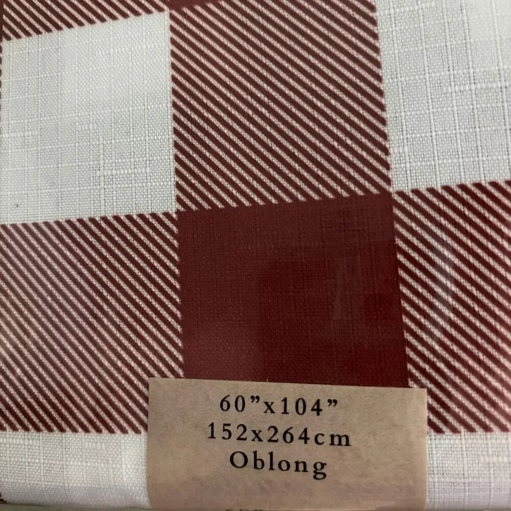 Fall Buffalo Check Tablecloth 60x104 Rust Cream Oblong Seats 8-10 Easy Care